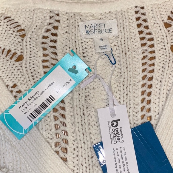 Market & Spruce White Crochet Cardigan - Picture 3 of 3